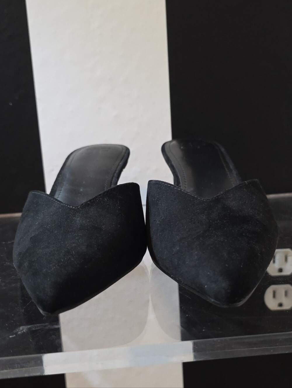 Classic Black Pointed Slip-On Mule Heels